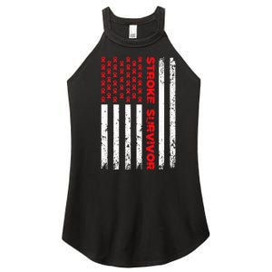 Usa Flag Stroke Survivor Awareness Red Ribbon Brain Attack Women's Perfect Tri Rocker Tank