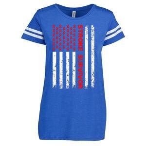 Usa Flag Stroke Survivor Awareness Red Ribbon Brain Attack Enza Ladies Jersey Football T-Shirt