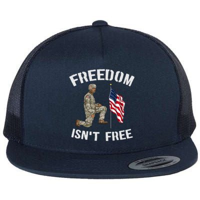 Us Flag Soldier Freedom Veteran American Memorial Day Meaningful Gift Flat Bill Trucker Hat