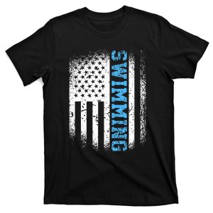 Usa Flag Swimming Swim American Swimmer T-Shirt