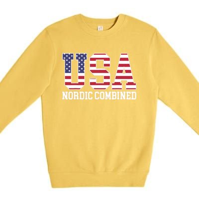 USA Flag Skier American USA Nordic Combined Premium Crewneck Sweatshirt