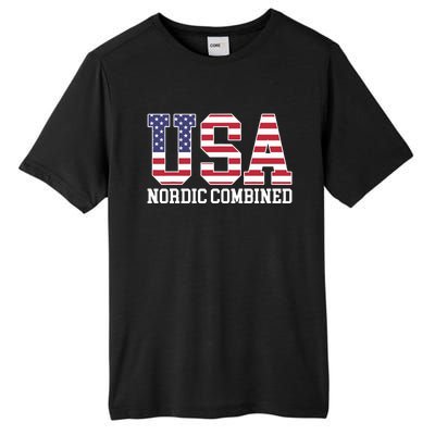 USA Flag Skier American USA Nordic Combined Tall Fusion ChromaSoft Performance T-Shirt