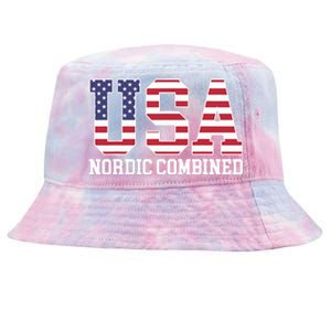 USA Flag Skier American USA Nordic Combined Tie-Dyed Bucket Hat