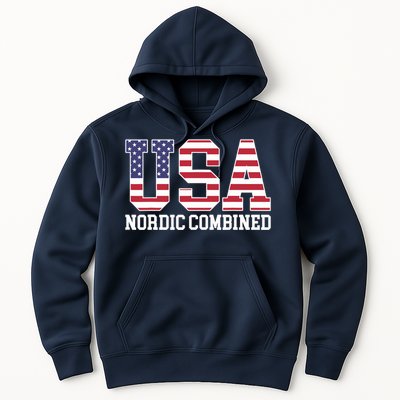 USA Flag Skier American USA Nordic Combined Hoodie