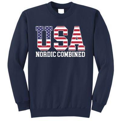 USA Flag Skier American USA Nordic Combined Sweatshirt