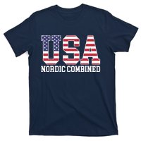 USA Flag Skier American USA Nordic Combined T-Shirt