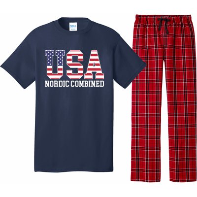 USA Flag Skier American USA Nordic Combined Pajama Set