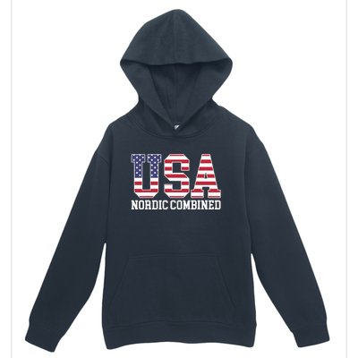 USA Flag Skier American USA Nordic Combined Urban Pullover Hoodie