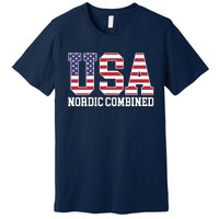 USA Flag Skier American USA Nordic Combined Premium T-Shirt