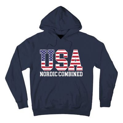 USA Flag Skier American USA Nordic Combined Tall Hoodie