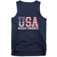 USA Flag Skier American USA Nordic Combined Tank Top