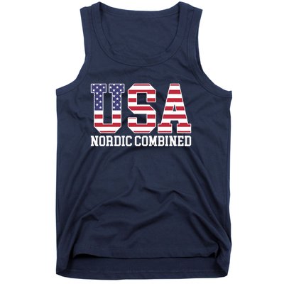 USA Flag Skier American USA Nordic Combined Tank Top