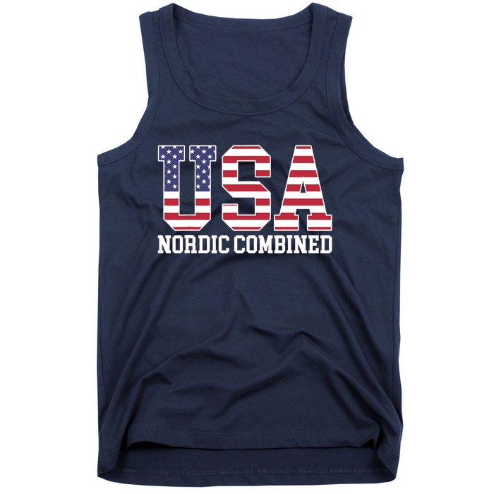 USA Flag Skier American USA Nordic Combined Tank Top