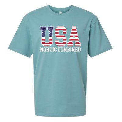 USA Flag Skier American USA Nordic Combined Sueded Cloud Jersey T-Shirt