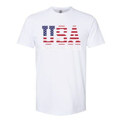 USA Flag Skier American USA Nordic Combined Softstyle CVC T-Shirt