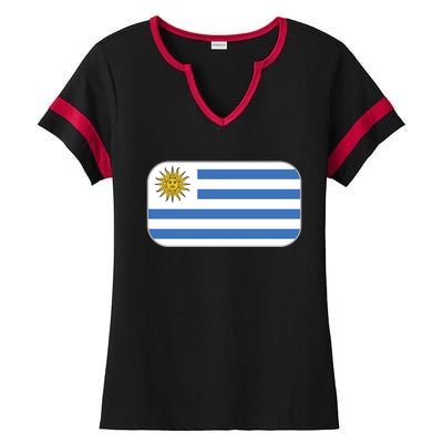 Uruguay Flag Soccer Team World Cup 2022 Ladies Halftime Notch Neck Tee