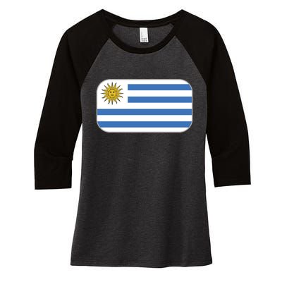 Uruguay Flag Soccer Team World Cup 2022 Women's Tri-Blend 3/4-Sleeve Raglan Shirt