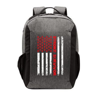 USA Flag Stroke Survivor Awareness Red Ribbon Brain Attack Vector Backpack