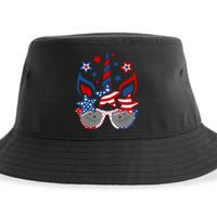 Unicorn Face Sunglasses As American Flag 4th July Patriotic Sustainable Bucket Hat