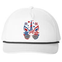 Unicorn Face Sunglasses As American Flag 4th July Patriotic Snapback Five-Panel Rope Hat