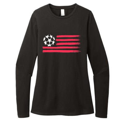 USA Flag Soccer Ball Cool Futbol Equipment Womens CVC Long Sleeve Shirt