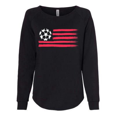 USA Flag Soccer Ball Cool Futbol Equipment Womens California Wash Sweatshirt