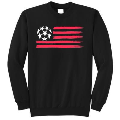 USA Flag Soccer Ball Cool Futbol Equipment Tall Sweatshirt