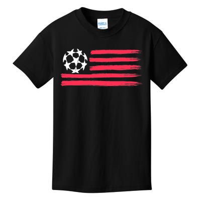 USA Flag Soccer Ball Cool Futbol Equipment Kids T-Shirt