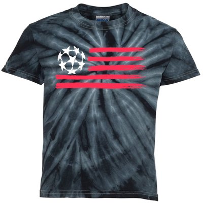 USA Flag Soccer Ball Cool Futbol Equipment Kids Tie-Dye T-Shirt