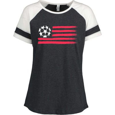 USA Flag Soccer Ball Cool Futbol Equipment Enza Ladies Jersey Colorblock Tee