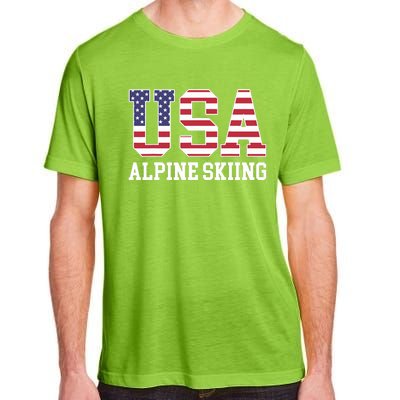 USA Flag Skier American USA Alpine Skiing Adult ChromaSoft Performance T-Shirt