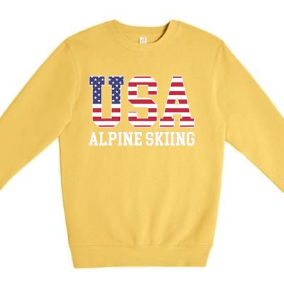 USA Flag Skier American USA Alpine Skiing Premium Crewneck Sweatshirt