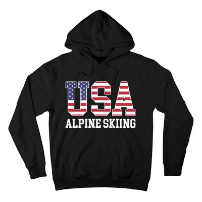 USA Flag Skier American USA Alpine Skiing Hoodie