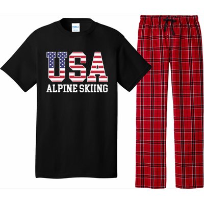 USA Flag Skier American USA Alpine Skiing Pajama Set