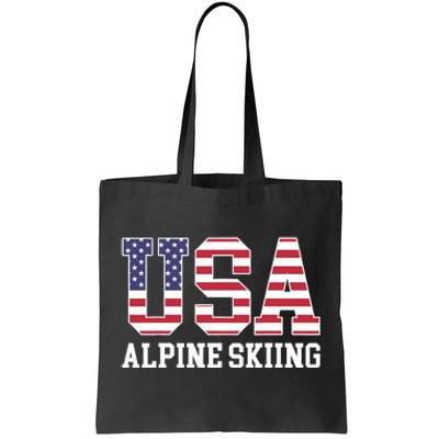 USA Flag Skier American USA Alpine Skiing Tote Bag