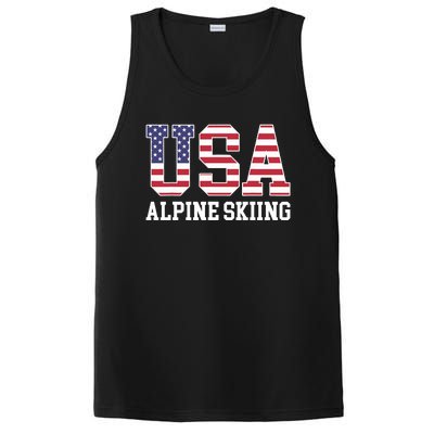 USA Flag Skier American USA Alpine Skiing PosiCharge Competitor Tank