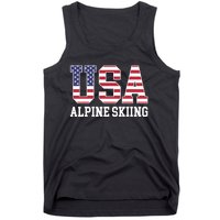 USA Flag Skier American USA Alpine Skiing Tank Top