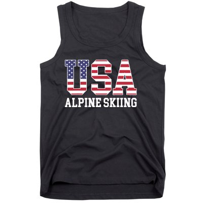 USA Flag Skier American USA Alpine Skiing Tank Top