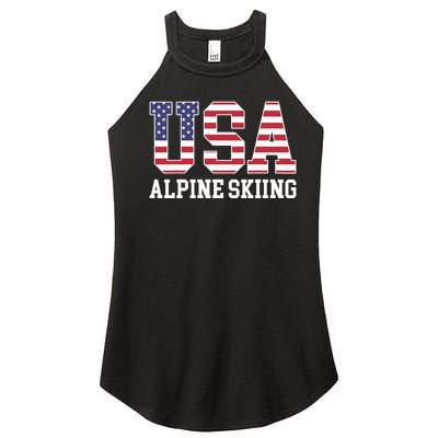 USA Flag Skier American USA Alpine Skiing Women’s Perfect Tri Rocker Tank