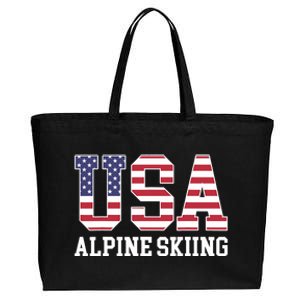 USA Flag Skier American USA Alpine Skiing Cotton Canvas Jumbo Tote