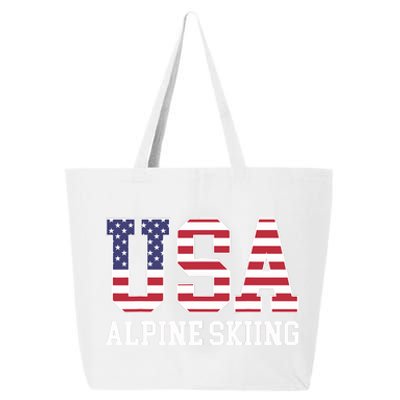 USA Flag Skier American USA Alpine Skiing 25L Jumbo Tote