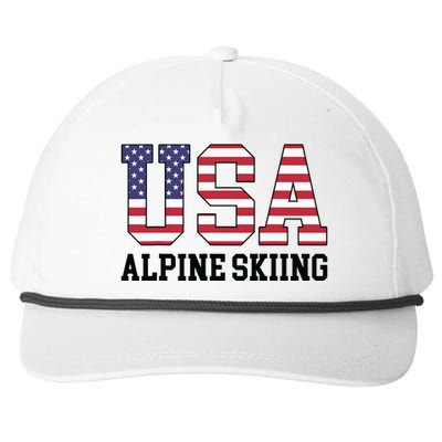 USA Flag Skier American USA Alpine Skiing Snapback Five-Panel Rope Hat