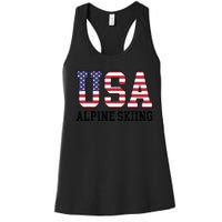 USA Flag Skier American USA Alpine Skiing Women's Racerback Tank