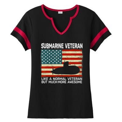 Usa Flag Submarine Veteran And Submarine Ladies Halftime Notch Neck Tee