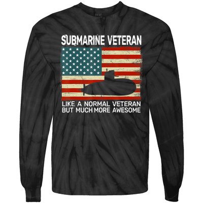 Usa Flag Submarine Veteran And Submarine Tie-Dye Long Sleeve Shirt