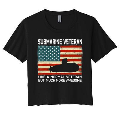 Usa Flag Submarine Veteran And Submarine Women's Crop Top Tee