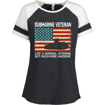 Usa Flag Submarine Veteran And Submarine Enza Ladies Jersey Colorblock Tee