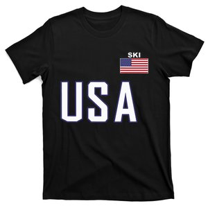 Usa Flag Skiing Team Cool Ski Equipment For Skier T-Shirt