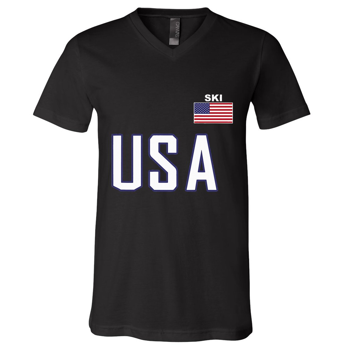 Usa Flag Skiing Team Cool Ski Equipment For Skier V-Neck T-Shirt
