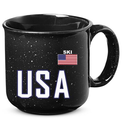 Usa Flag Skiing Team Cool Ski Equipment For Skier 15oz Campfire Ceramic Mug